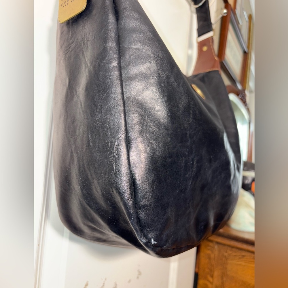 🖤 Vintage 1980s–90s Capezio New York Black Leather Hobo Bag - Picture 5 of 14